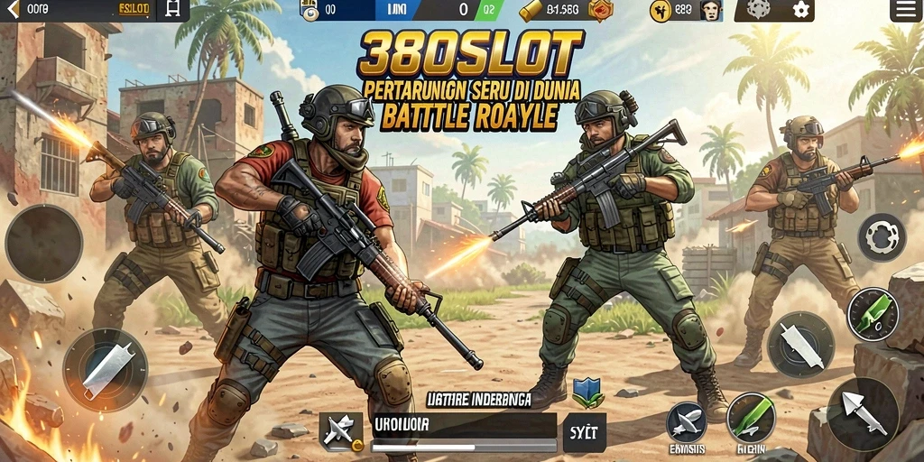 Screenshot gameplay 380SLOT menampilkan aksi seru dalam pertempuran Battle Royale.