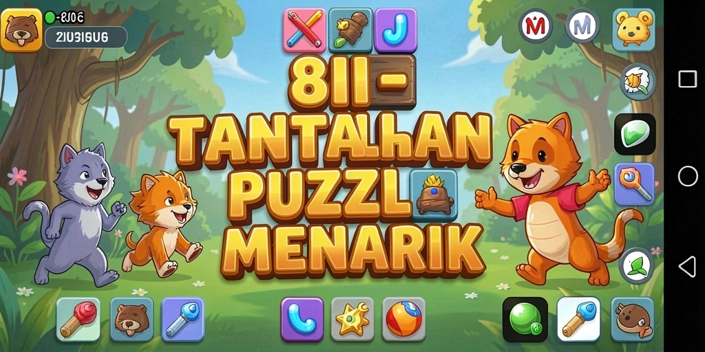 Tampilan gameplay <strong>8II</strong> dengan berbagai pilihan teka-teki yang menarik.