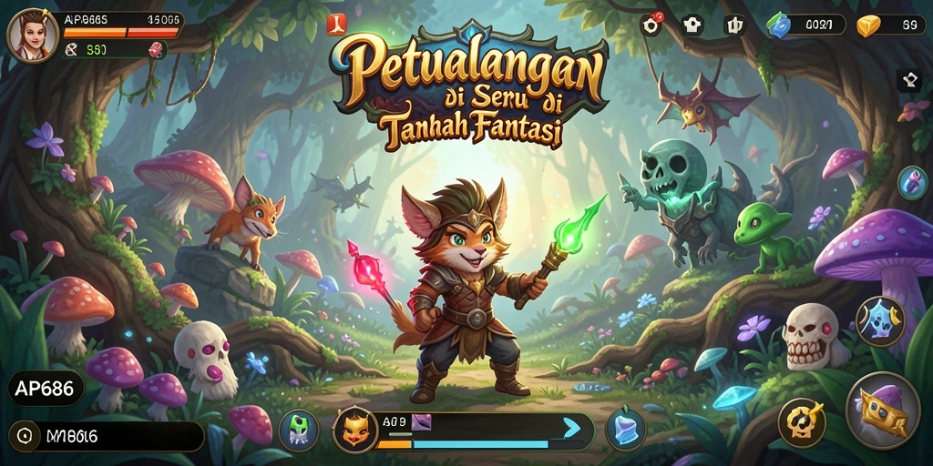 Screenshot gameplay AP686 menunjukkan karakter menjelajahi dunia petualangan.
