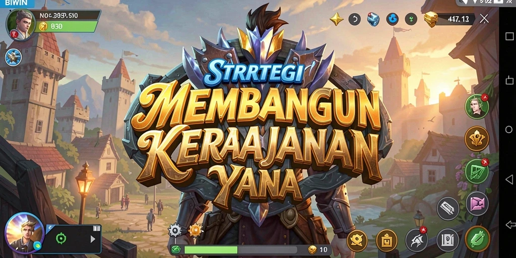 Screenshot gameplay <strong>BIWIN</strong> menampilkan aksi membangun kerajaan yang seru.