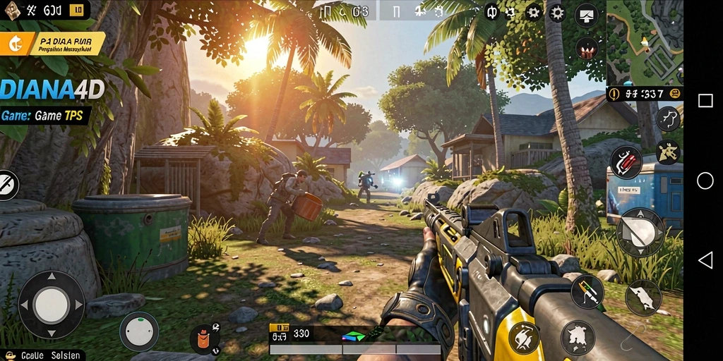 Screenshot gameplay DIANA4D yang menunjukkan pertempuran mendebarkan.