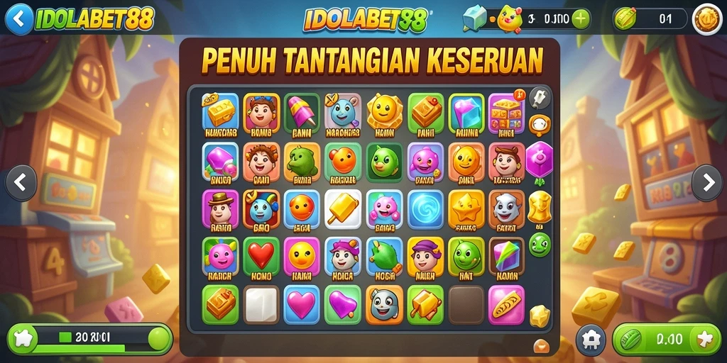 Tampilan gameplay seru dari IDOLABET88 dengan level Match-3.