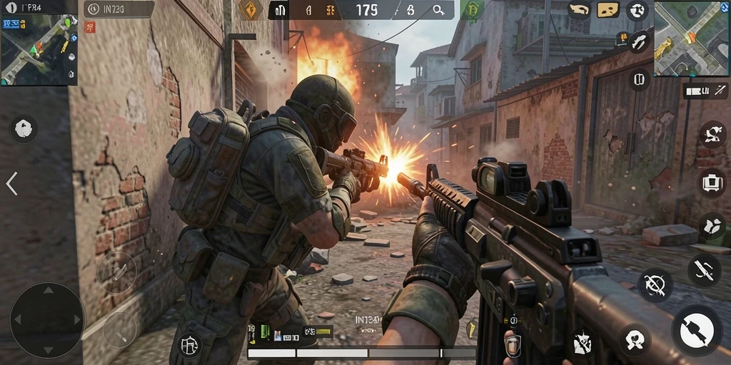 Tangkapan layar IN1234 menunjukkan aksi mendebarkan dalam pertempuran FPS.