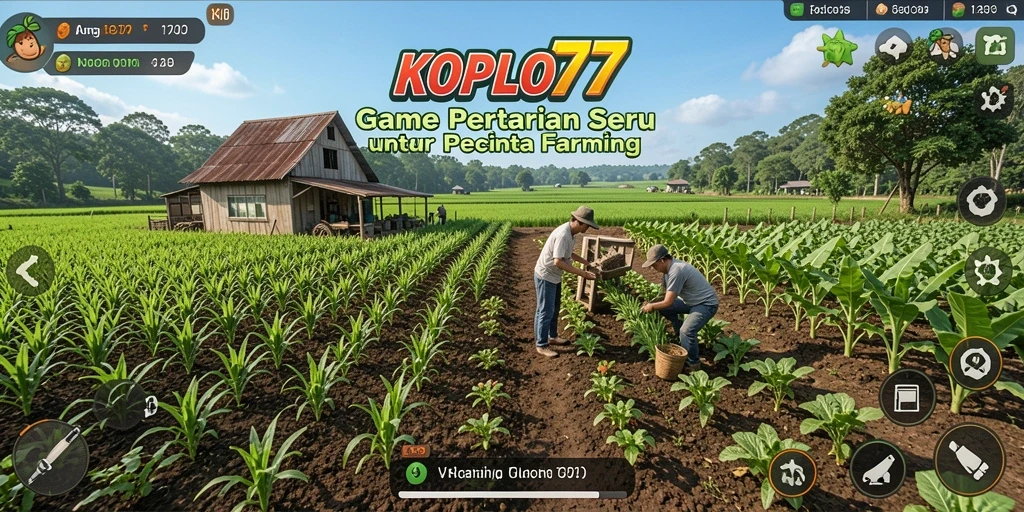 Screenshot gameplay KOPLO77 menunjukkan aktivitas pertanian yang seru.
