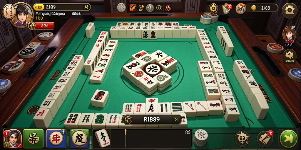 Tampilan gameplay RI889 yang seru dan menarik dalam permainan Mahjong.