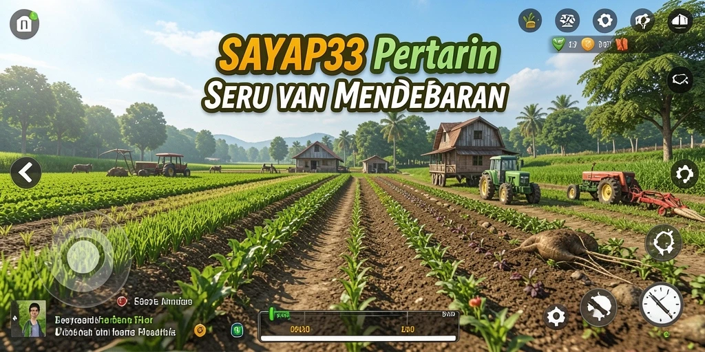 Screenshot SAYAP33 menunjukkan aktivitas pertanian yang menyenangkan.