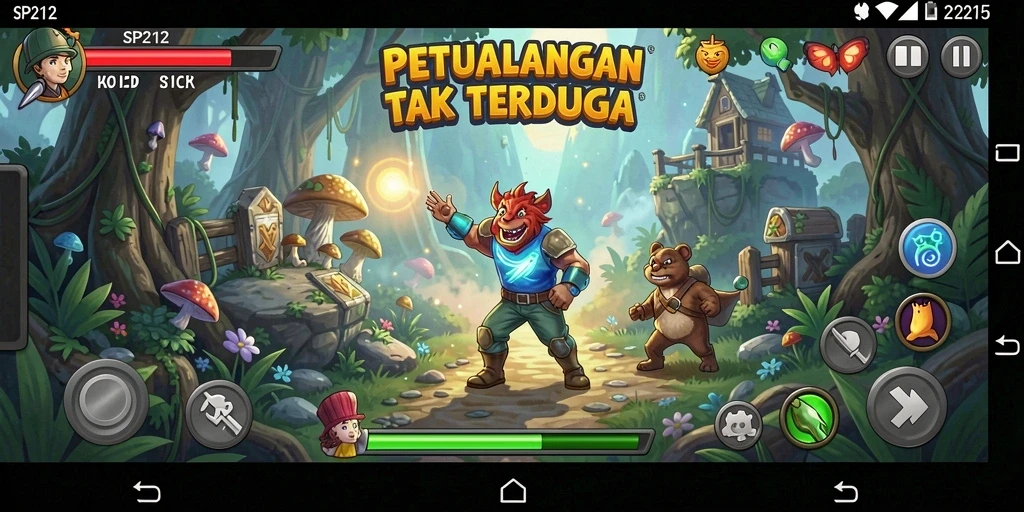 Tampilan gameplay seru dari SP212 yang menonjolkan petualangan luar biasa.