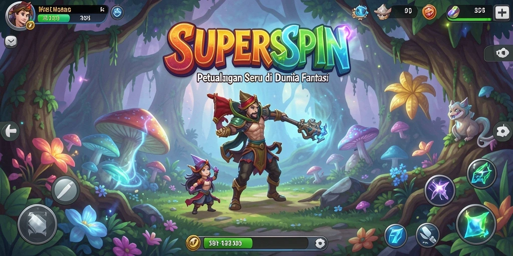Screenshot gameplay SUPERSPIN yang memukau dan mendebarkan.