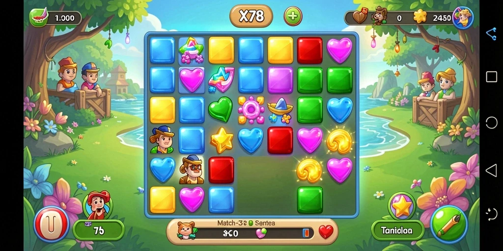 Tangkapan layar menampilkan gameplay seru X78 yang penuh warna.