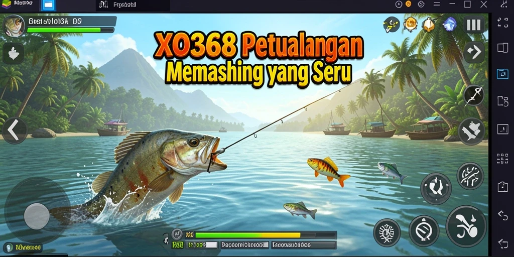 Screenshot gameplay XO368 menampilkan aksi memancing yang seru.
