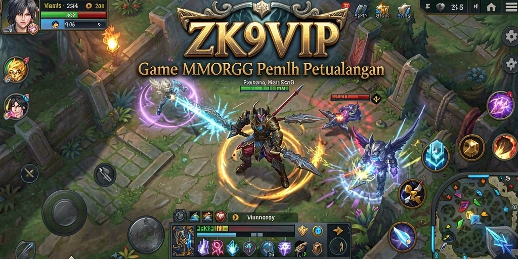 Screenshot gameplay ZK9VIP menampilkan pertarungan seru di dunia fantasi.
